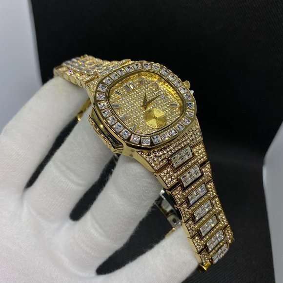 Limited Edition Men's Full Diamond Plated Iced Out Rhinestones Watch - Picture 6 of 9